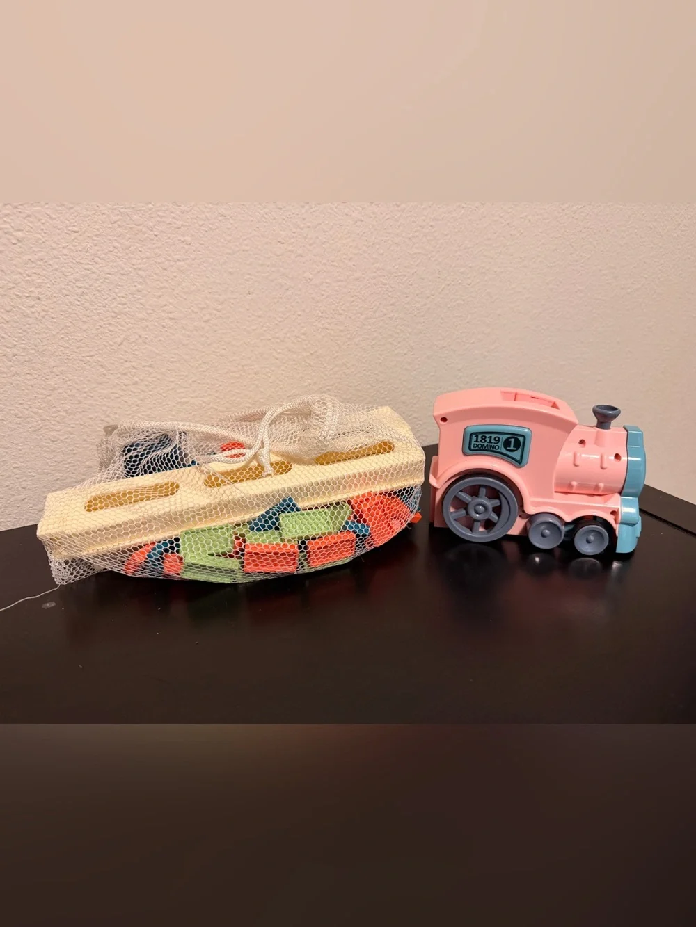 Motorized Domino Train Set - Colorful Wooden Stacking Dominoes